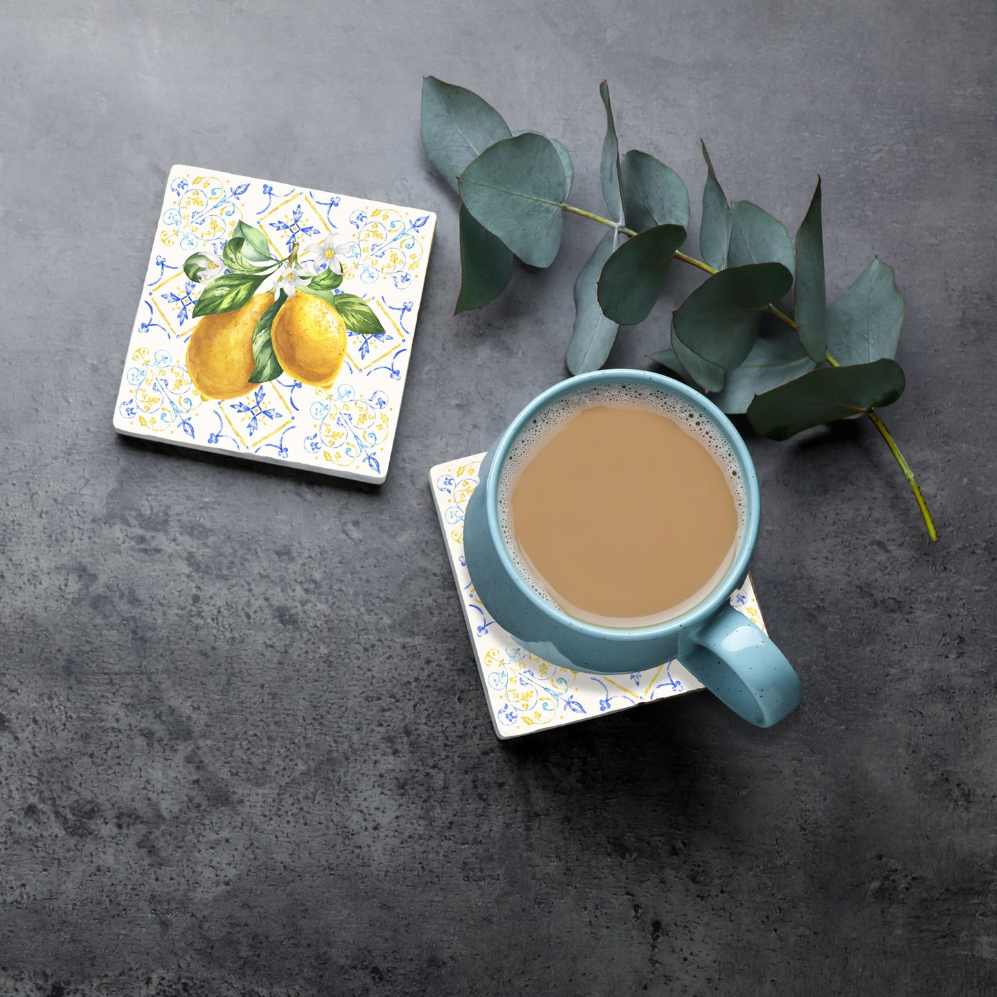 Steinuntersetzer-Set - Italienische Zitrone