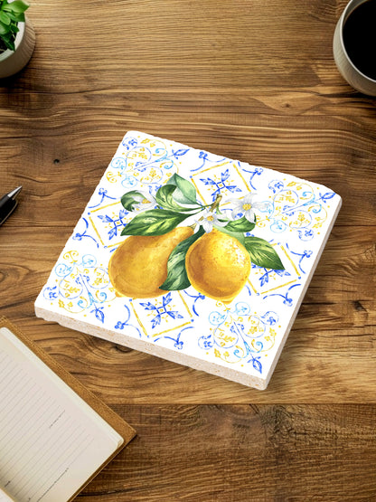 Steinuntersetzer-Set - Italienische Zitrone