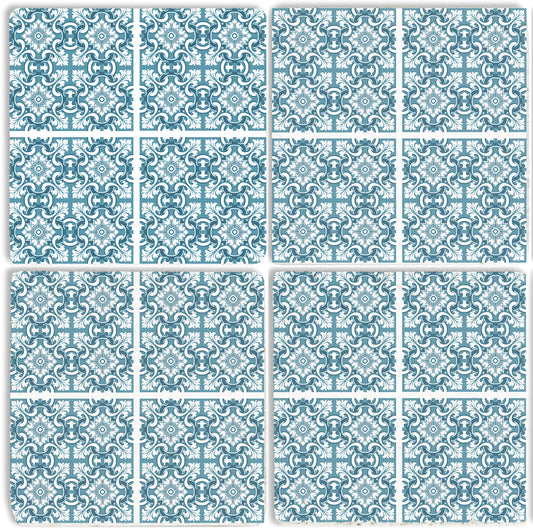 Steinuntersetzer-Set - Blaues Muster