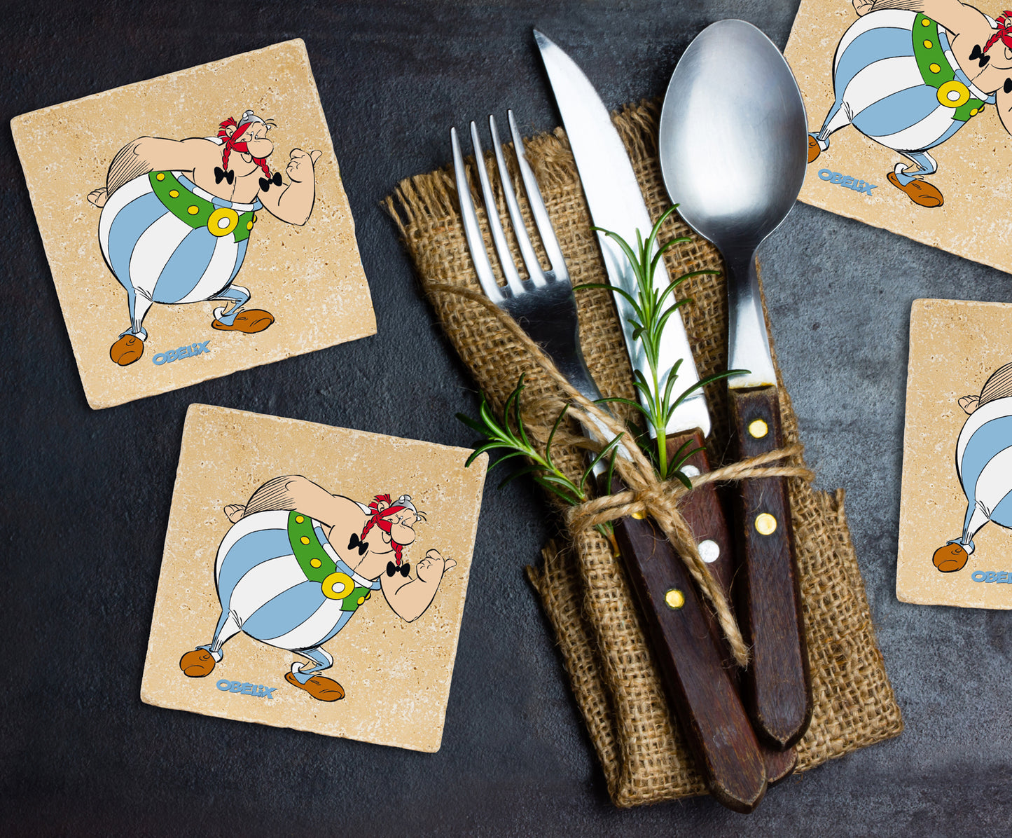 Steinuntersetzer-Set - Obelix