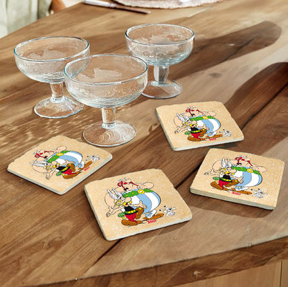 Steinuntersetzer-Set - Asterix, Obelix und Idefix