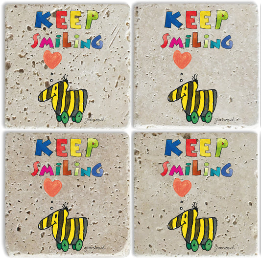 Janosch Steinuntersetzer-Set - Tigerente Keep Smiling
