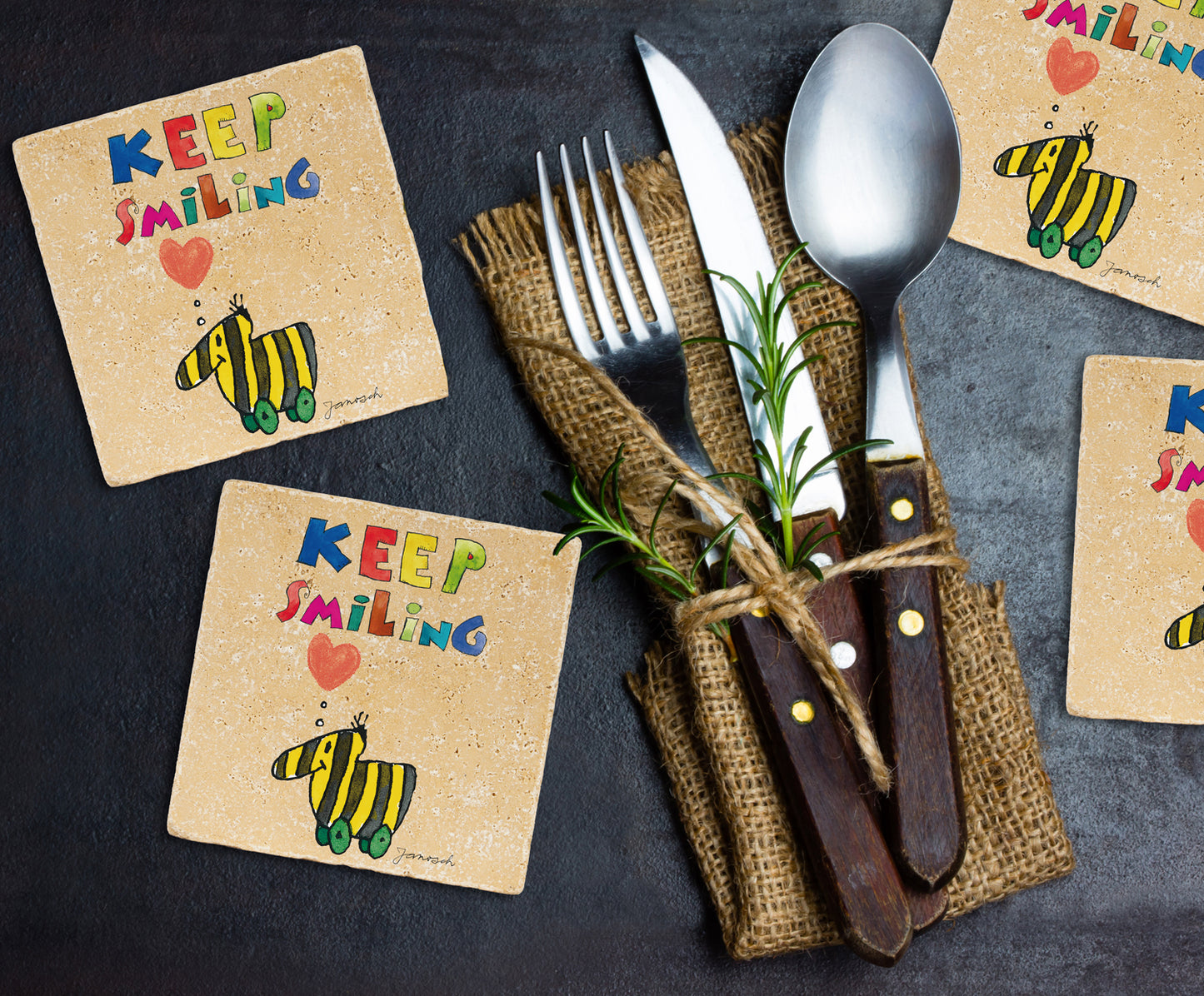 Janosch Steinuntersetzer-Set - Tigerente Keep Smiling