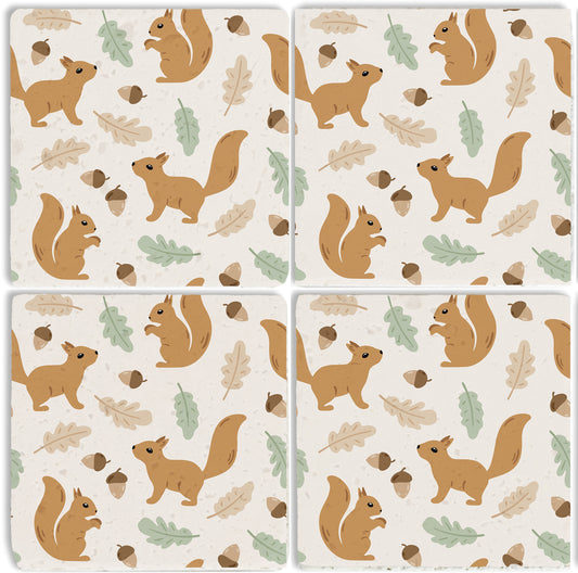 Steinuntersetzer-Set - Süße Eichhörnchen