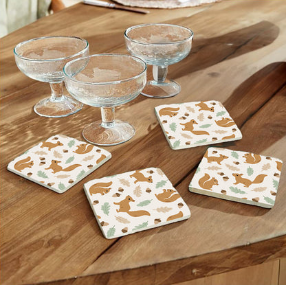 Steinuntersetzer-Set - Süße Eichhörnchen