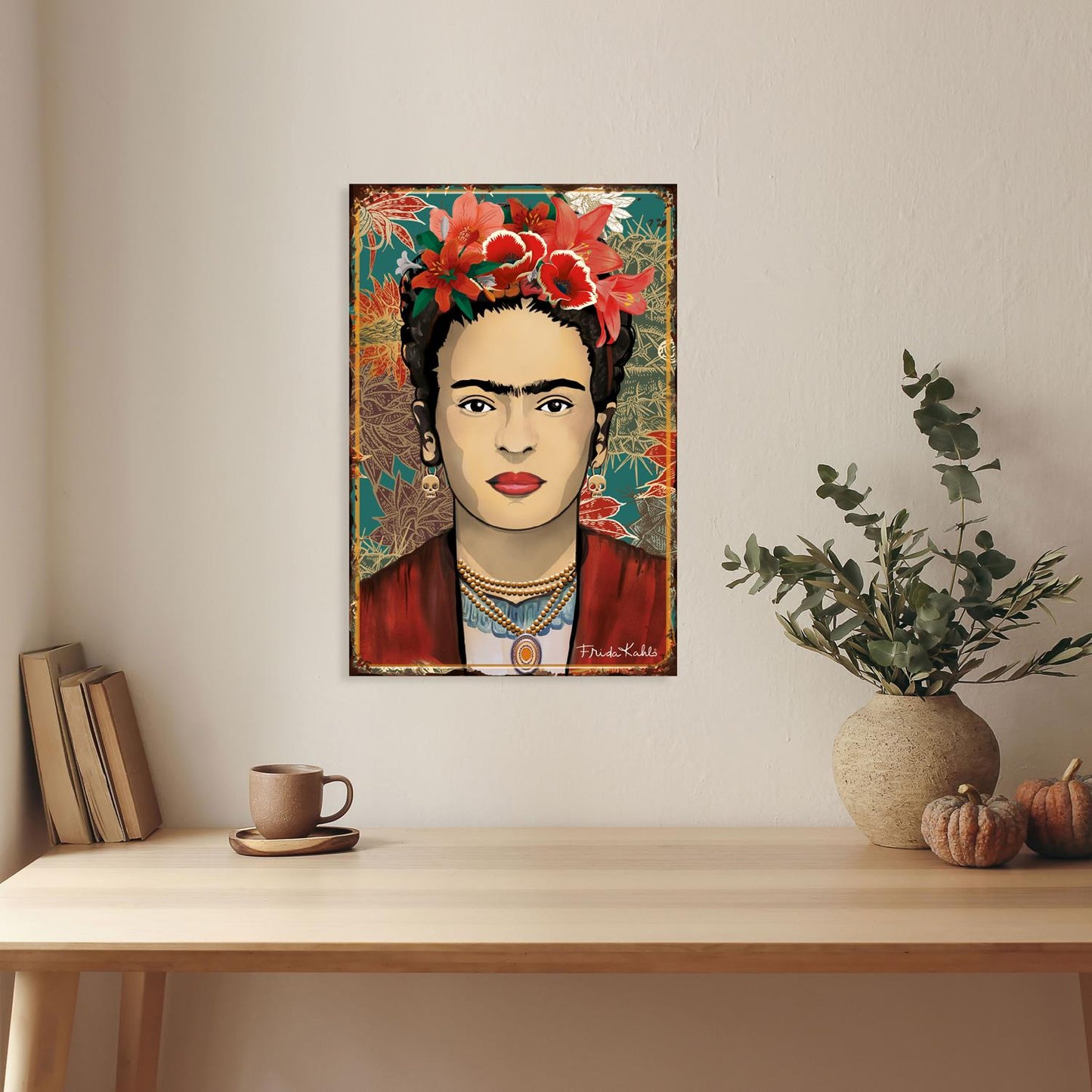 Frida Kahlo Blechschild - Blumen