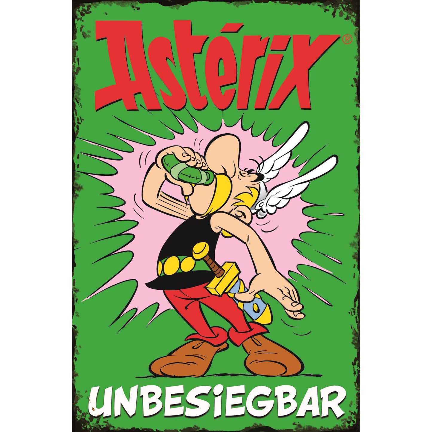 Blechschild - Asterix unbesiegbar Grün