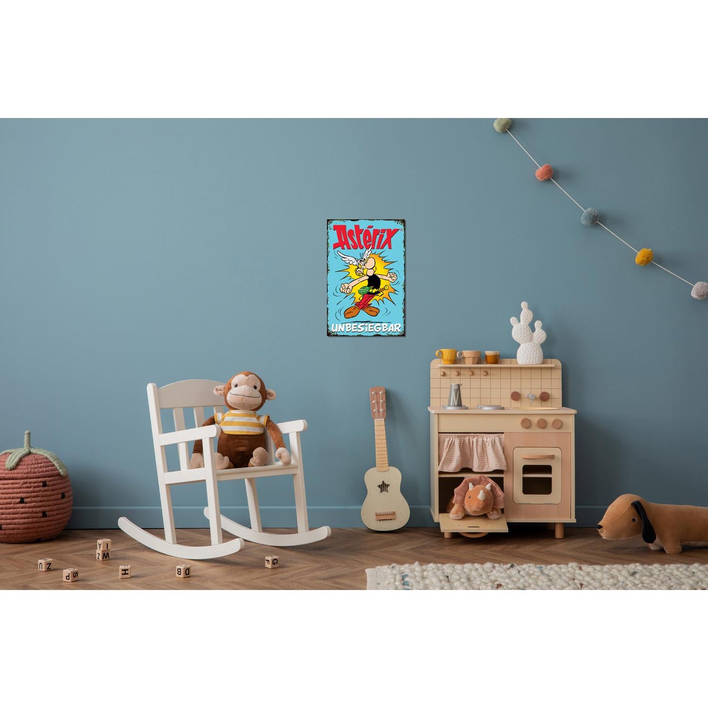 Blechschild - Asterix unbesiegbar Blau