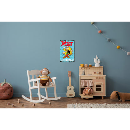 Blechschild - Asterix unbesiegbar Blau