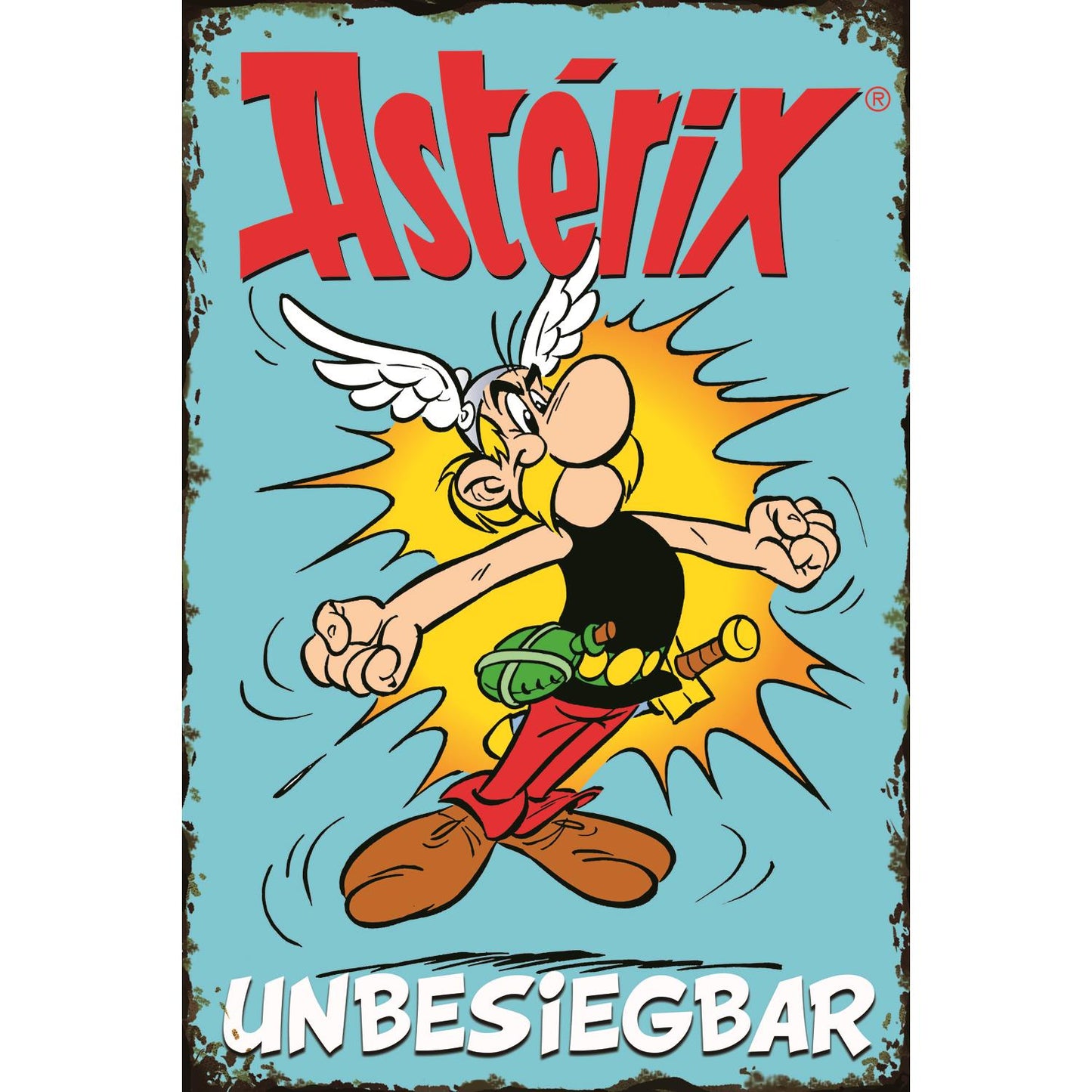 Blechschild - Asterix unbesiegbar Blau
