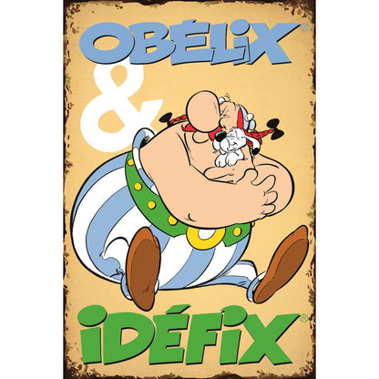 Blechschild - Obelix und Idefix