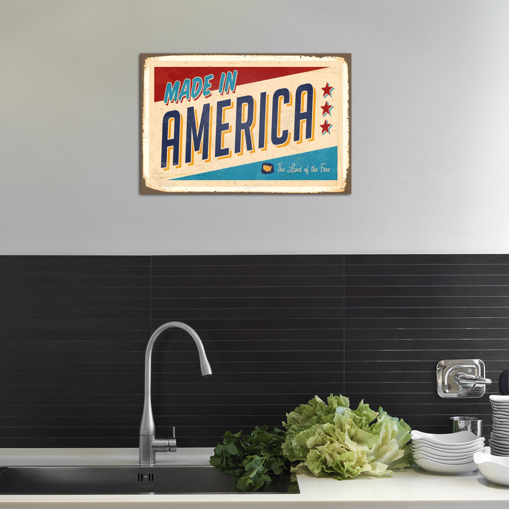 Blechschild - Made In America Wohnbeispiel