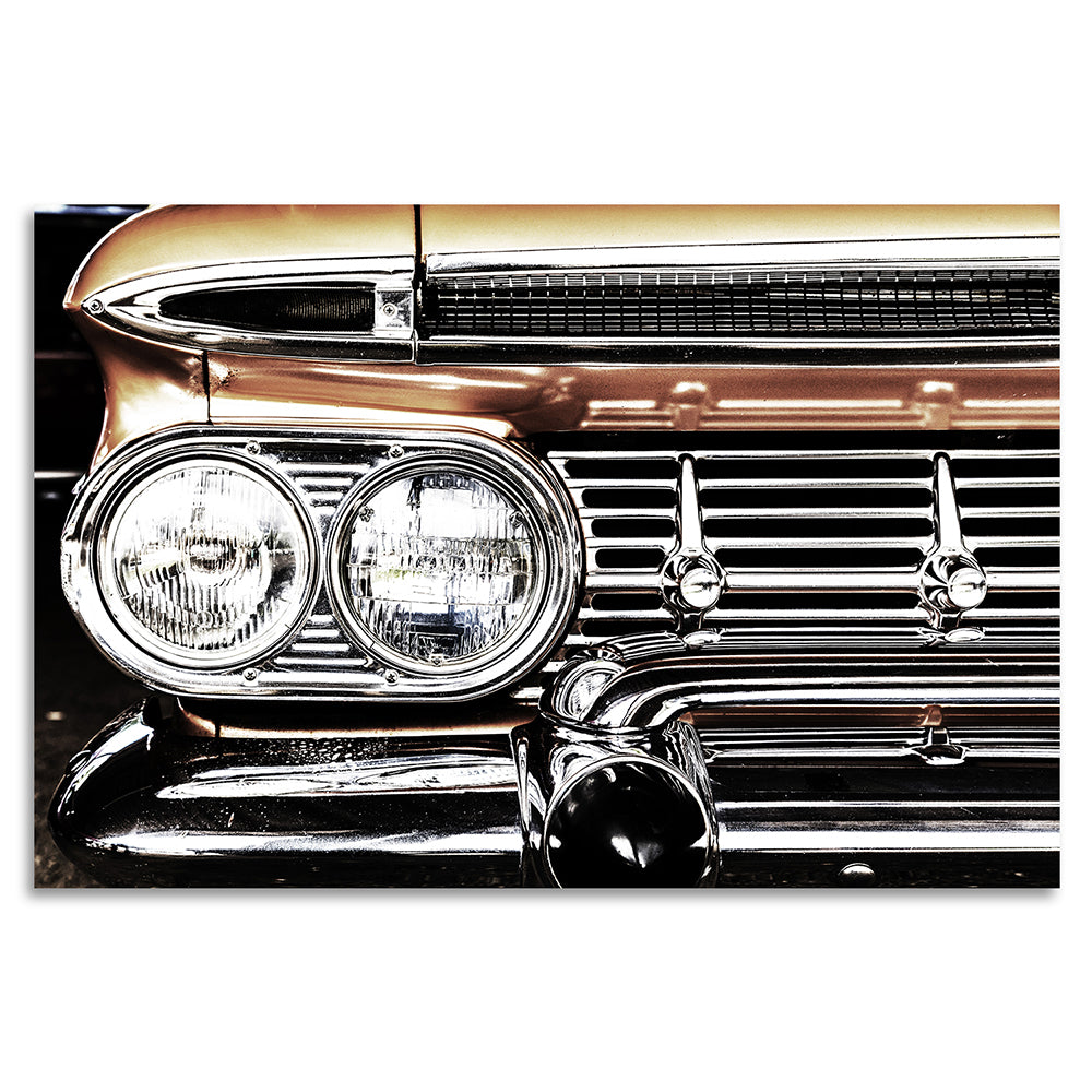 Acrylglasbild - Metallic Car Headlights