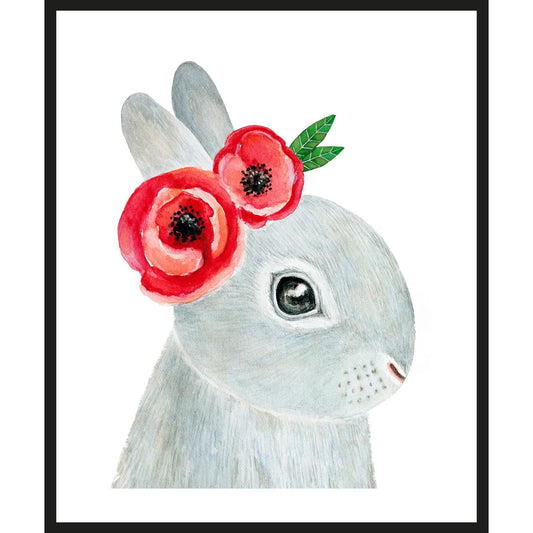 Rahmenbild -  Hase mit Ohrenschmuck