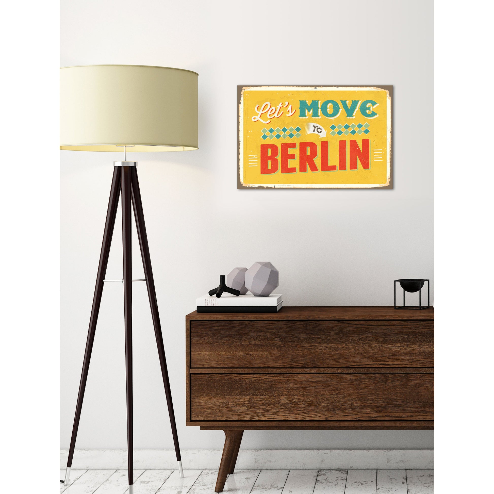 Blechschild - Lets Move To Berlin Wohnbeispiel