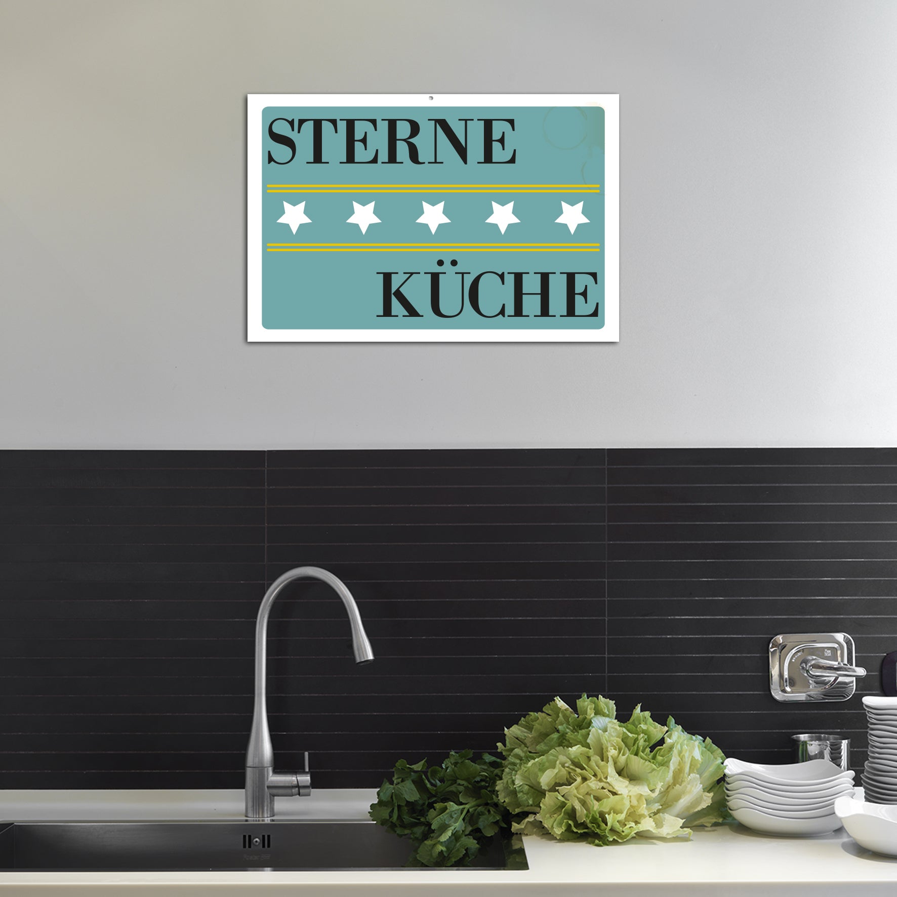 Blechschild - Sterne Küche Wohnbeispiel