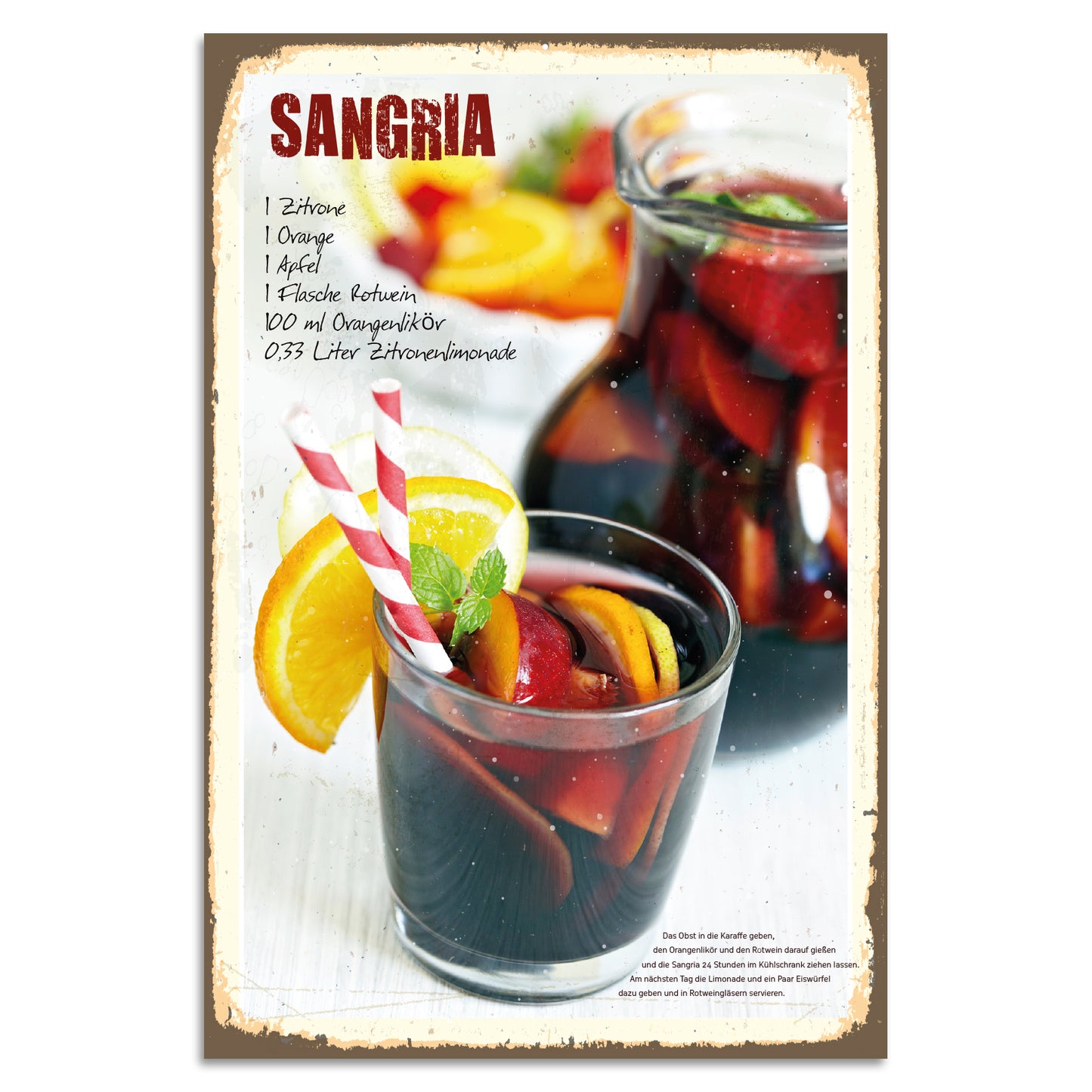 Blechschild Sangria-Rezept