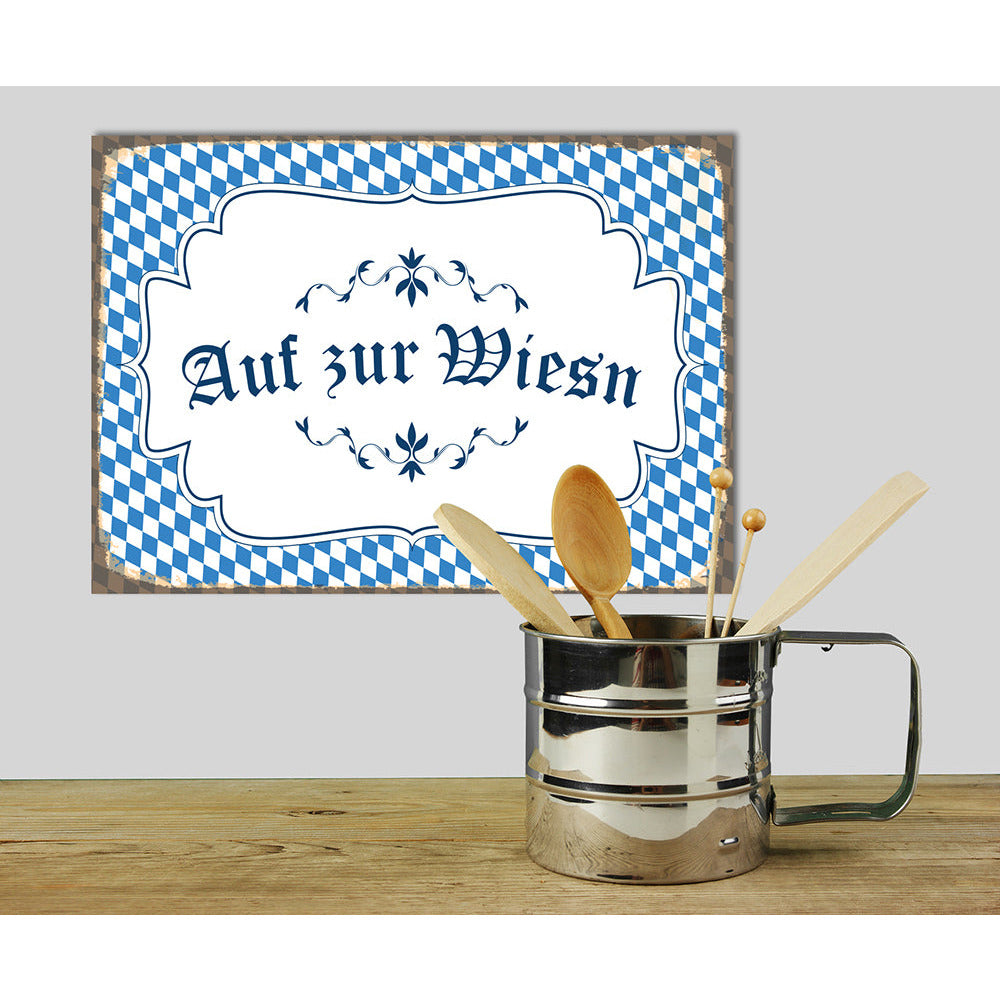 Blechschild - Auf zur Wiesn Wohnbeispiel