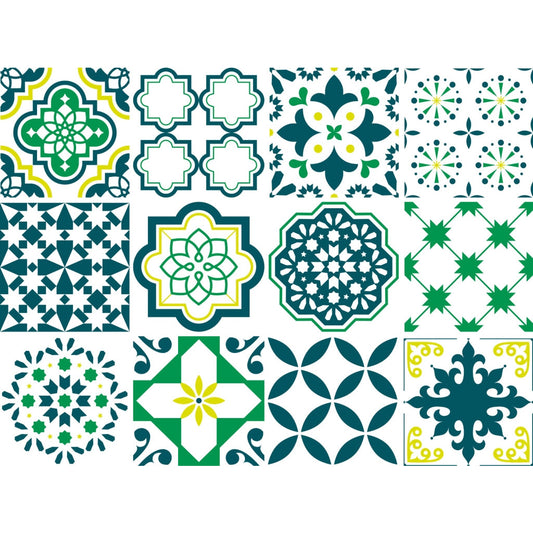 Stickerfliesen - Greenish 12er-Set